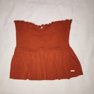 Cute strapless cropped burnt orange tee